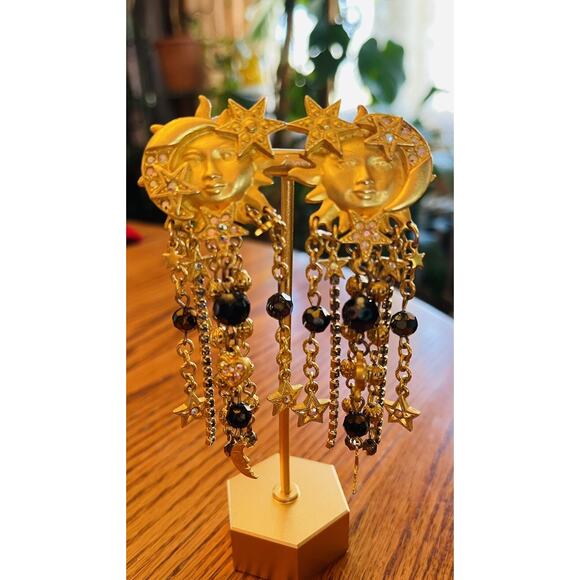 VINTAGE Celestial KIRKS FOLLEY earrings sun moon star dangle with BRACLET READ - Picture 7 of 16